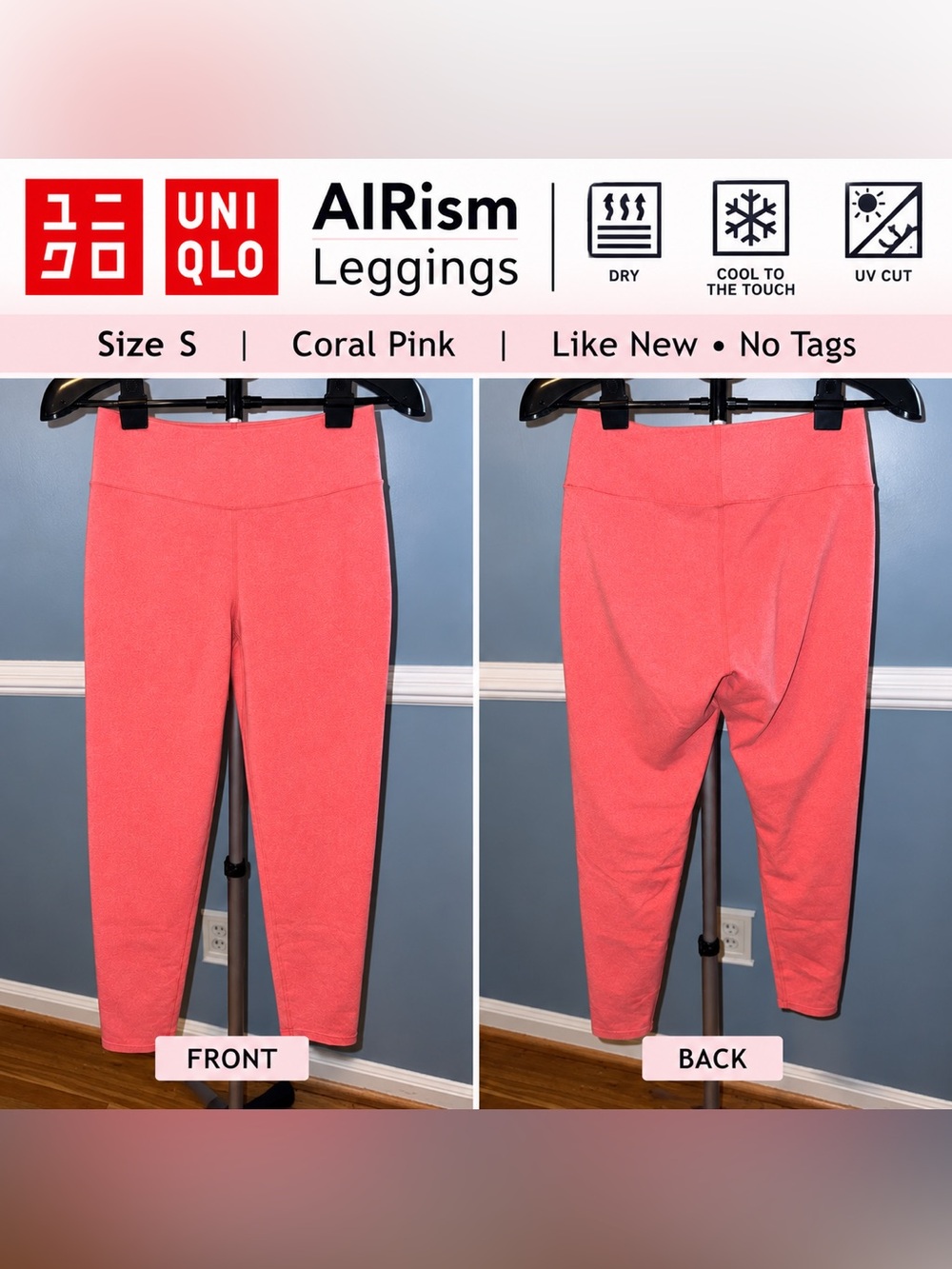 Uniqlo AIRism Leggings Size Small Coral Pink NWOT